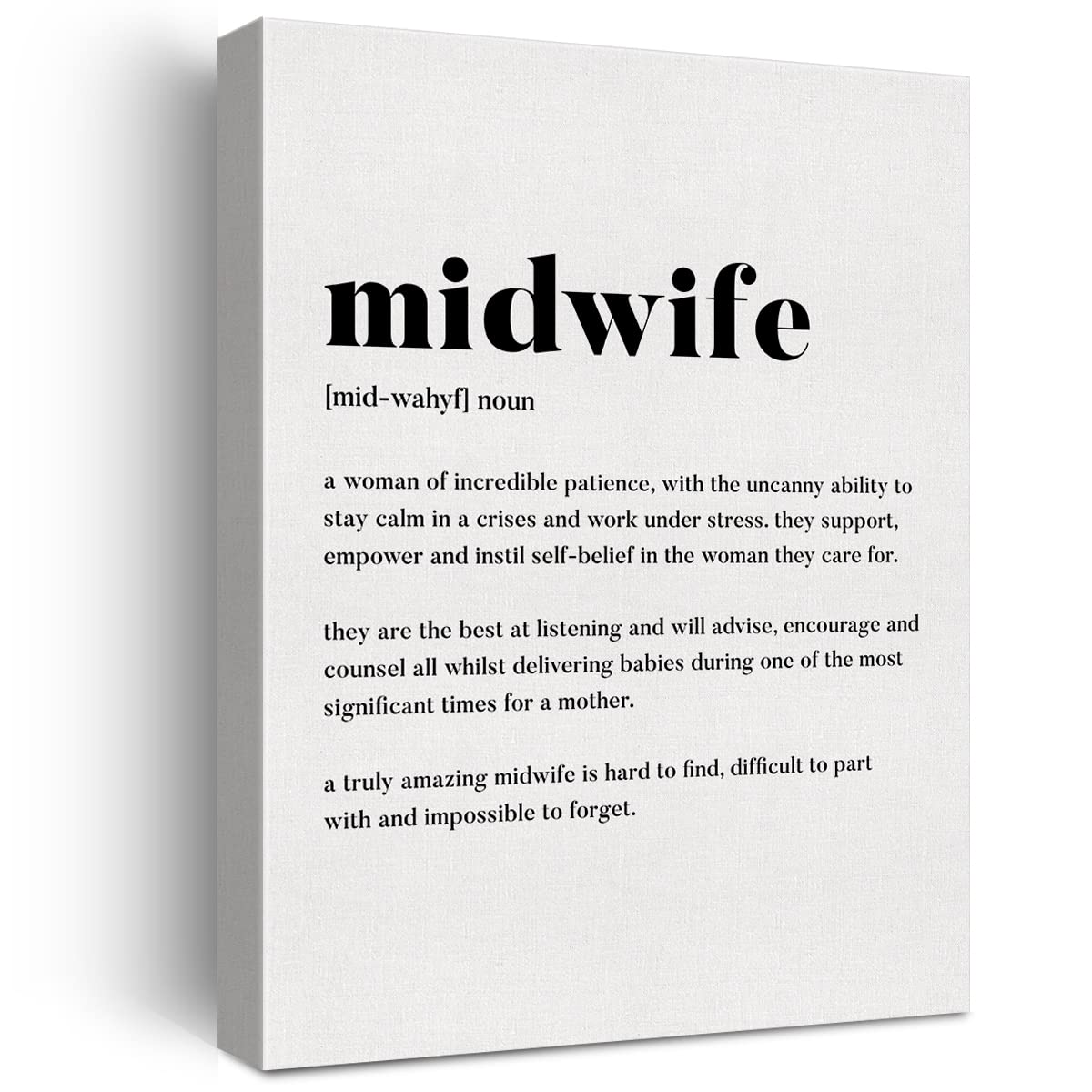 Midwife Definition Canvas Wall Art Poster Print Gift