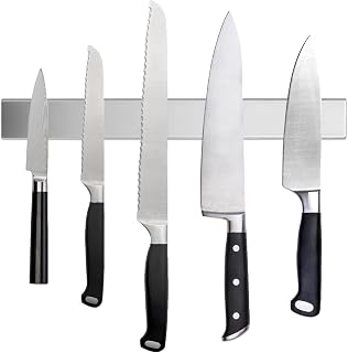 12-Inch Magnetic Strip Knife with 2 Hooks, Black Knife Holder Magnetic Without Drilling, Powerful Magnetic Knife Holder, Including Tape and Screws for Knives, Utensils and Tools