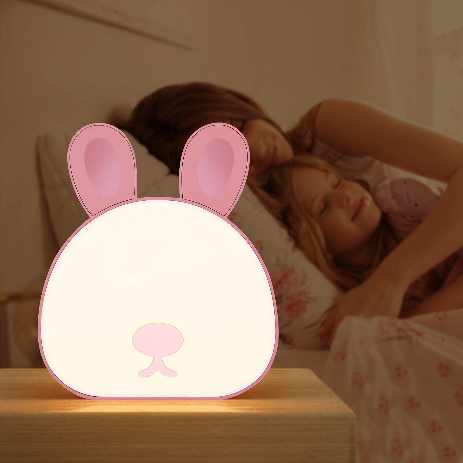 Pink Rabbit Night Light Buy Frixen Cute Bunny Baby Night Light, Touch LED Night Light 3 Color ...