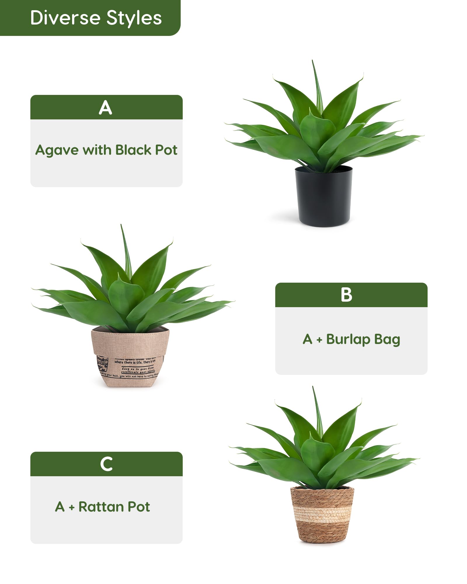 Amazon.com: Velener Fake Agave with Rattan Pot, Artificial Plant Outdoor  Agave - Fake Sucuulents Plants for Indoor and Outdoor Decor(15 Inch)-1 Pack  : Home & Kitchen