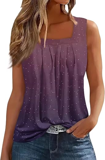 Tank Tops for Women 2025 Square Neck Cute Summer Tops Flowy Workout Athletic Sleeveless Shirts Womens Tank Top