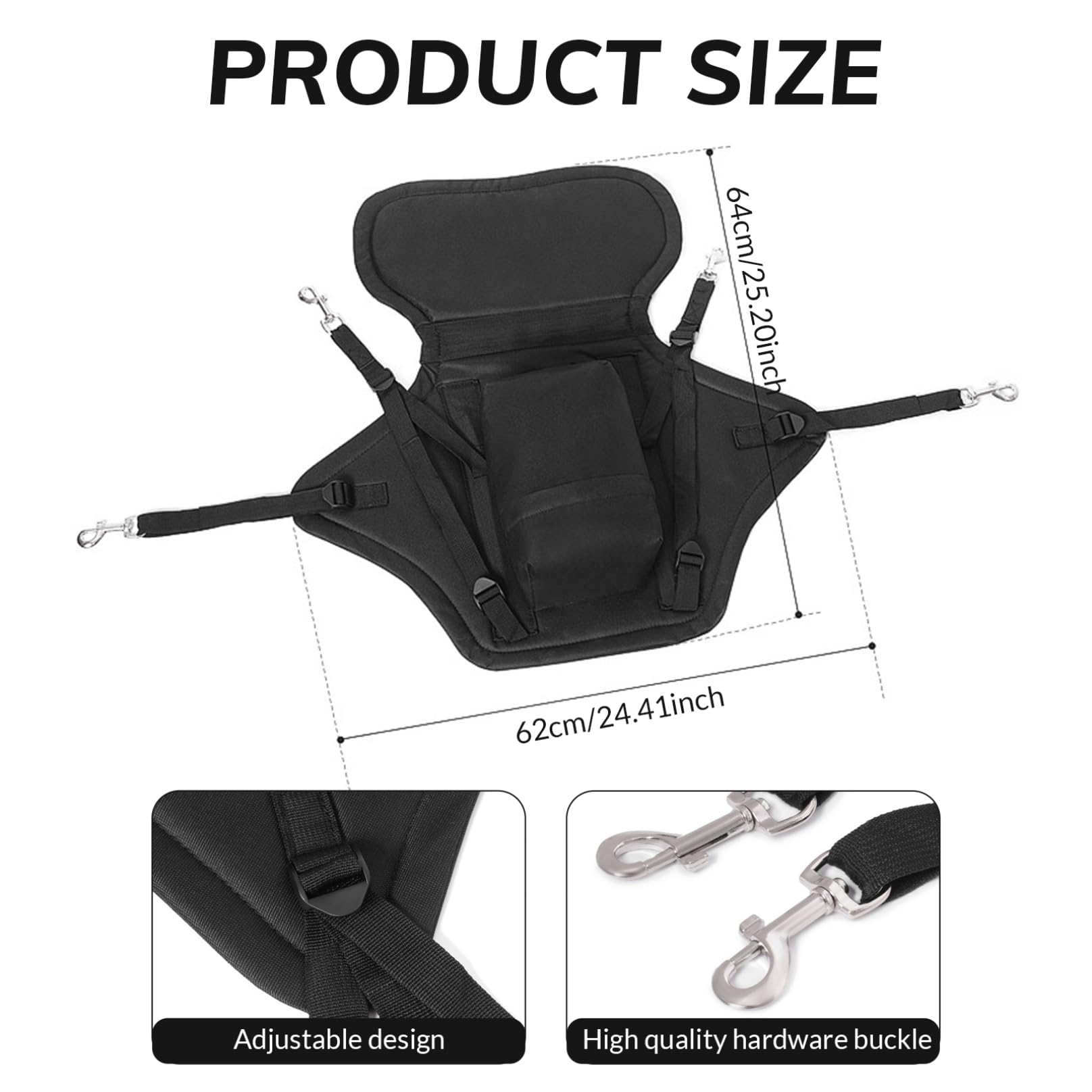 Kajaksitz mit Rückenlehne, verstellbarer Nylon-Paddleboard-/Kanusitz mit Karabinerhaken und Aufbewahrungstasche, abnehmbares, wiederverwendbares Kajakzubehör, Kajaksitze mit Rückenlehne, Paddlebo