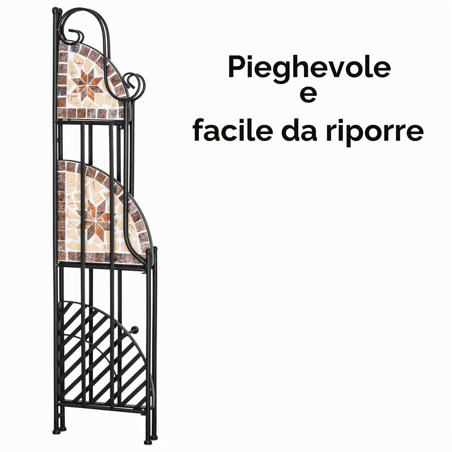 Piccola scaffalatura angolare a 115cm piedistallo per piante da interno porta piante stand per piante da esterno scaffale piante balcone metallo nero portavaso scaffale per erbe supporto per fiori