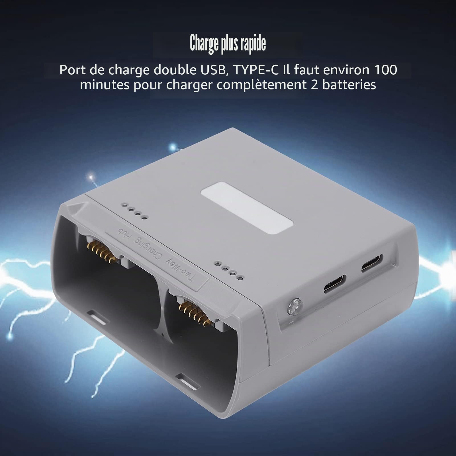 Station de charge bidirectionnelle chargeur 2 voies pour Mini 2/Mini SE (gris)