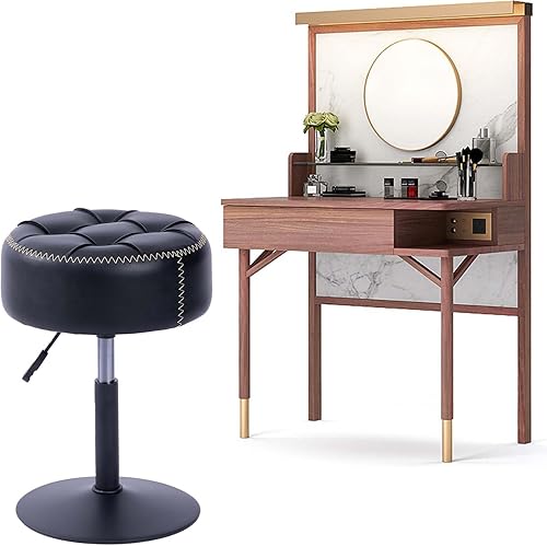 Miniatura 4 de Taburete giratorio ajustable de 360 con piel sintética para sala de maquillaje, baño, sala de estar y otomana