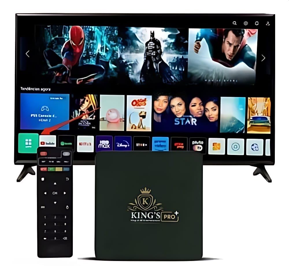 King's Pro Android TV Box, 32GB RAM, 512GB ROM, All Channels & All Language TV channels available, 14K Ultra HD Smart Streaming Media Player, Android 14.0, 5G WiFi, One Year Full Package