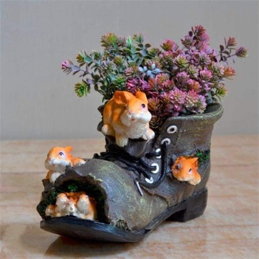 Statue da Esterno per Giardino, Ornamenti da Giardino per Portico Anteriore, Scarpe da Coniglio in Resina per Esterni, Decorazione da Giardino con Fiori, Cortile(