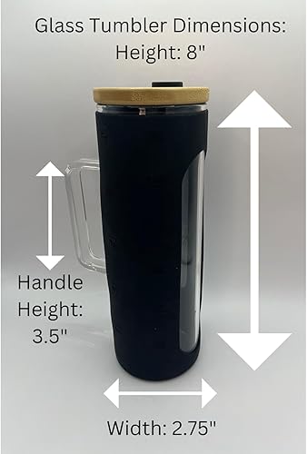 Miniatura 4 de Vaso de vidrio de 20 onzas con asa, taza de batido de café Boba con tapa de bambú, funda protectora de silicona, sin BPA (rosa)