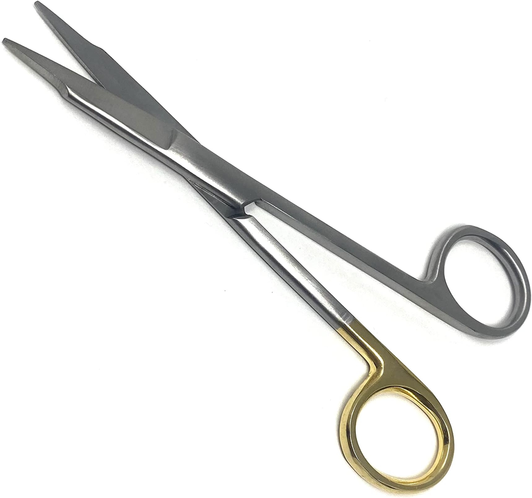 Goldman Fox Scissor 13 cm - Super Cut Sharpness - Premium Quality German Stainless Steel - Gold Handles by Cynamed … (Straight, One Gold Ring)