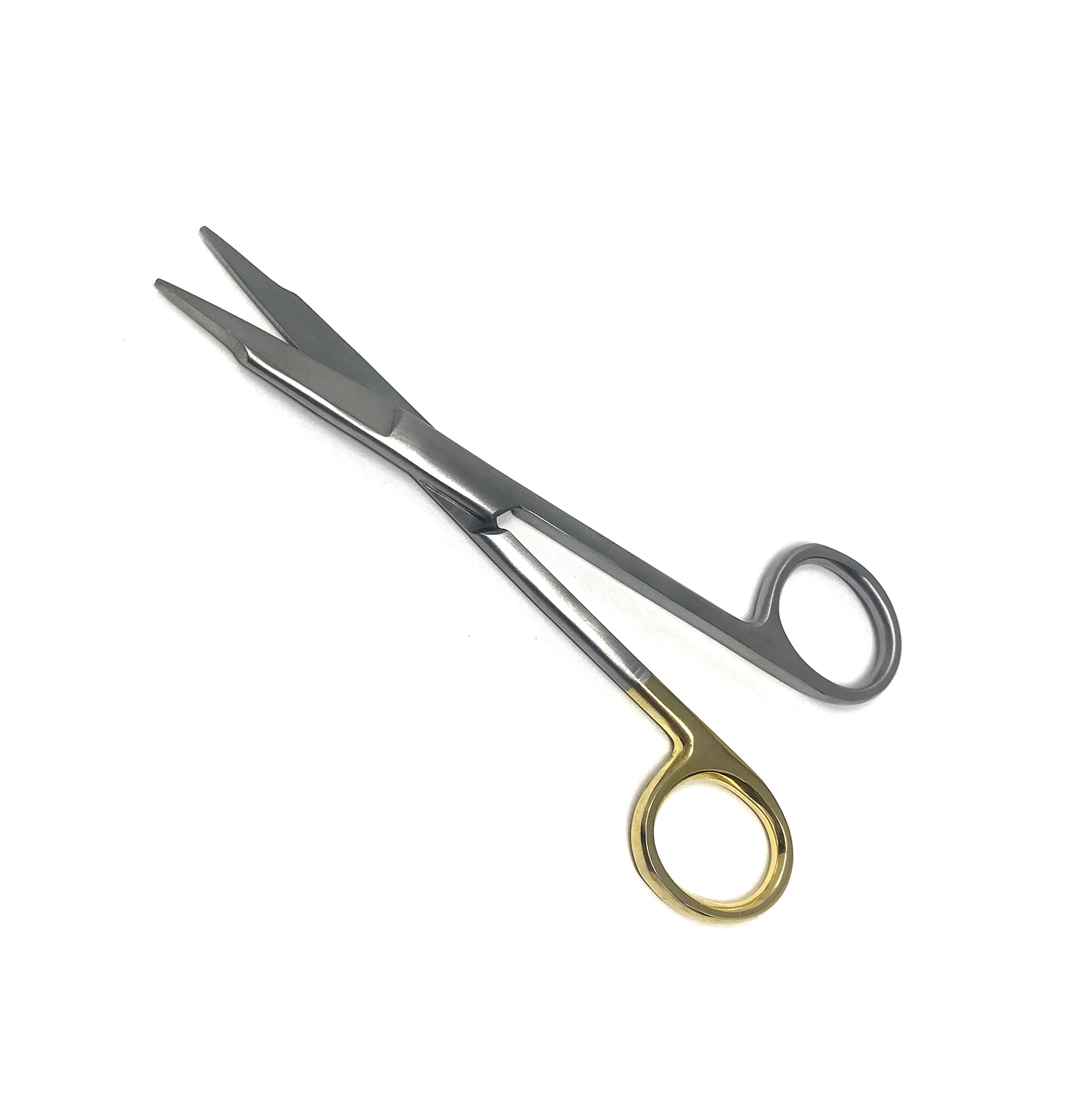 Goldman Fox Scissor 13 cm - Super Cut Sharpness - Premium Quality German Stainless Steel - Gold Handles by Cynamed … (Straight, One Gold Ring)