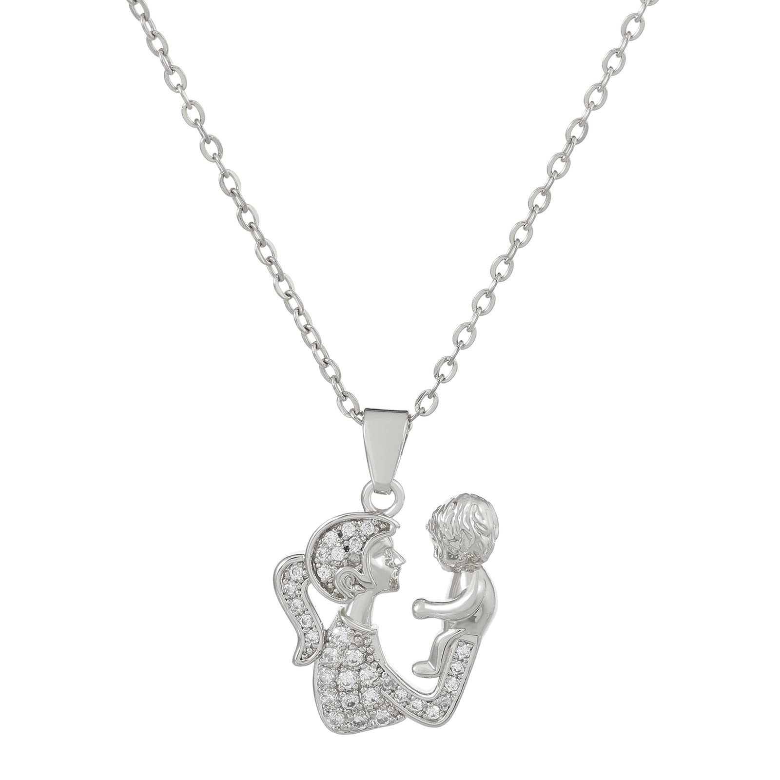YL Mamma Collana Argento 925 Mom Hold Collana Ciondolo A Mano Per Bambini Regali Per Mamma Ametista