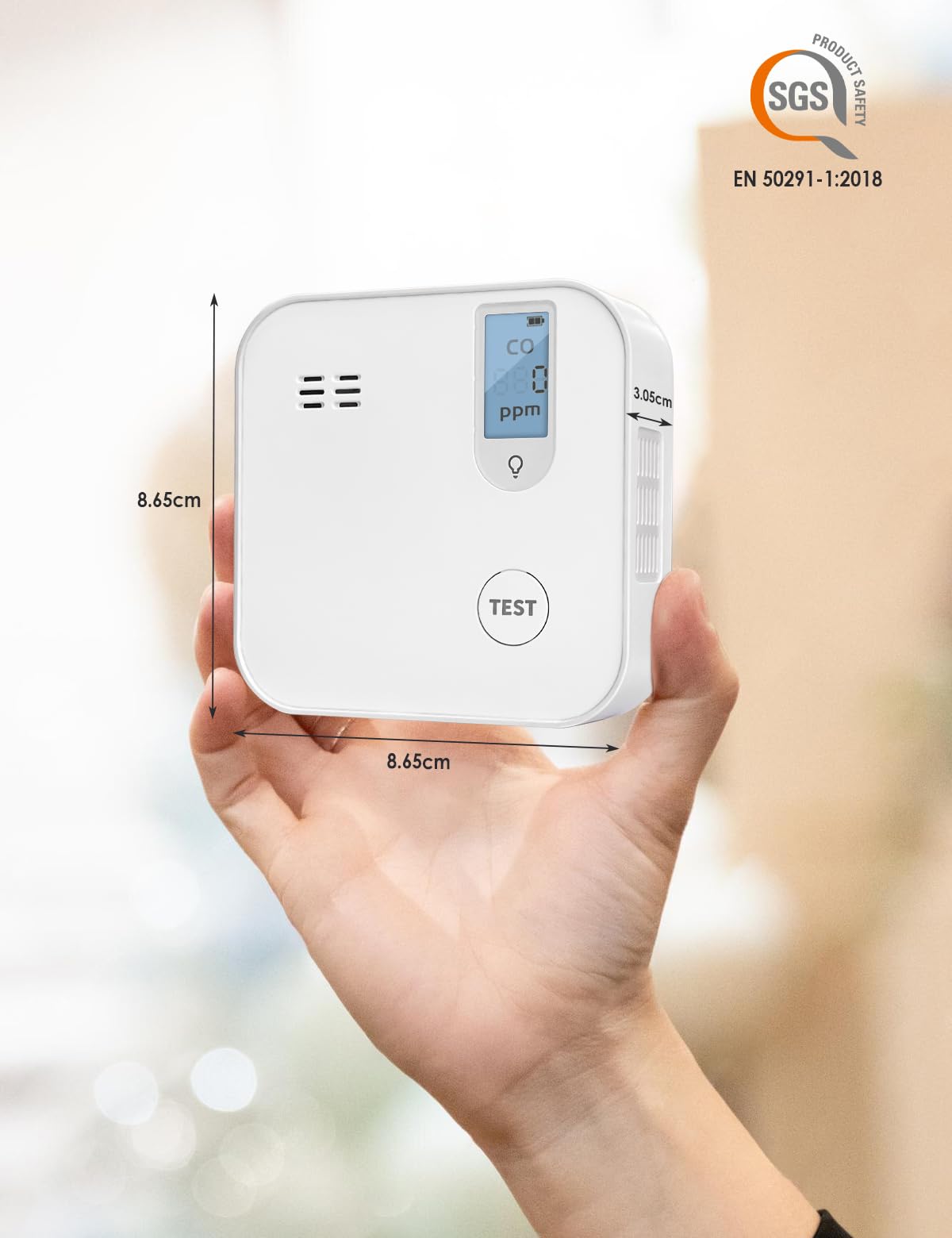 Kohlenmonoxid Melder 10-Jahres-Sensor Leben mit 10-Jahres-Batterie und LCD-Display Reise tragbare CO Melder(Klein Stand Alone Gerät)