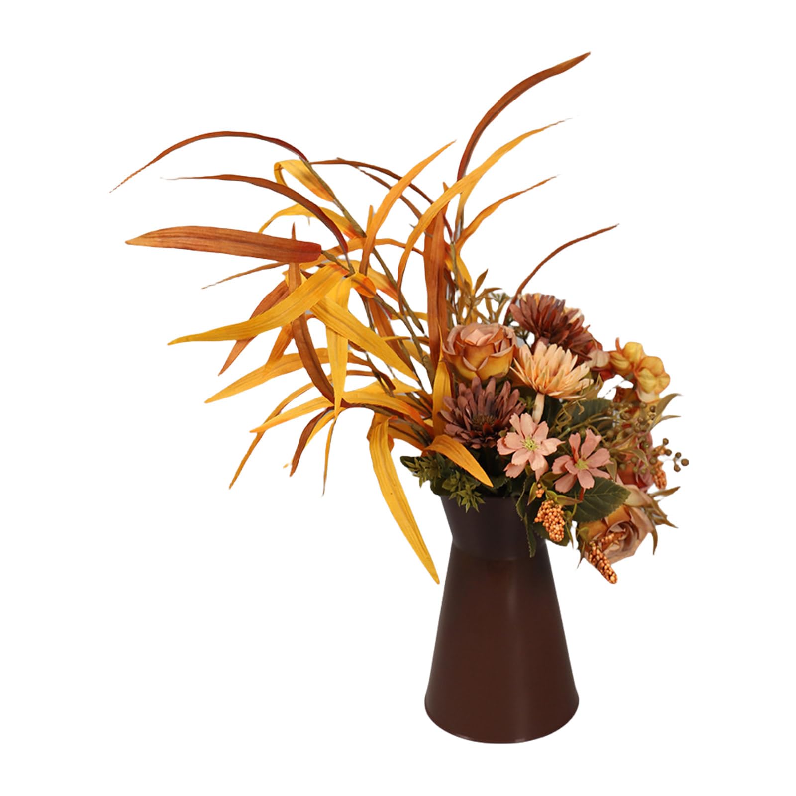Buxuaaaa Artificial Flower Bouquet in Iron Bucket for Wedding Halloween Thanksgiving Party Centerpieces Decoration Flower Vases
