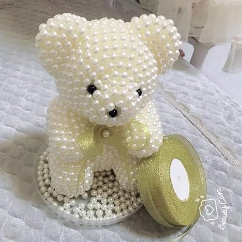 Miniatura 5 de 10pcs 0.787in Agujeros Rectos Beige Redondo Acrílico Coser Perlas Separador Perlas Imitación Perlas ABS Perlas Joyas Hallazgos DIY (0.787in x 10