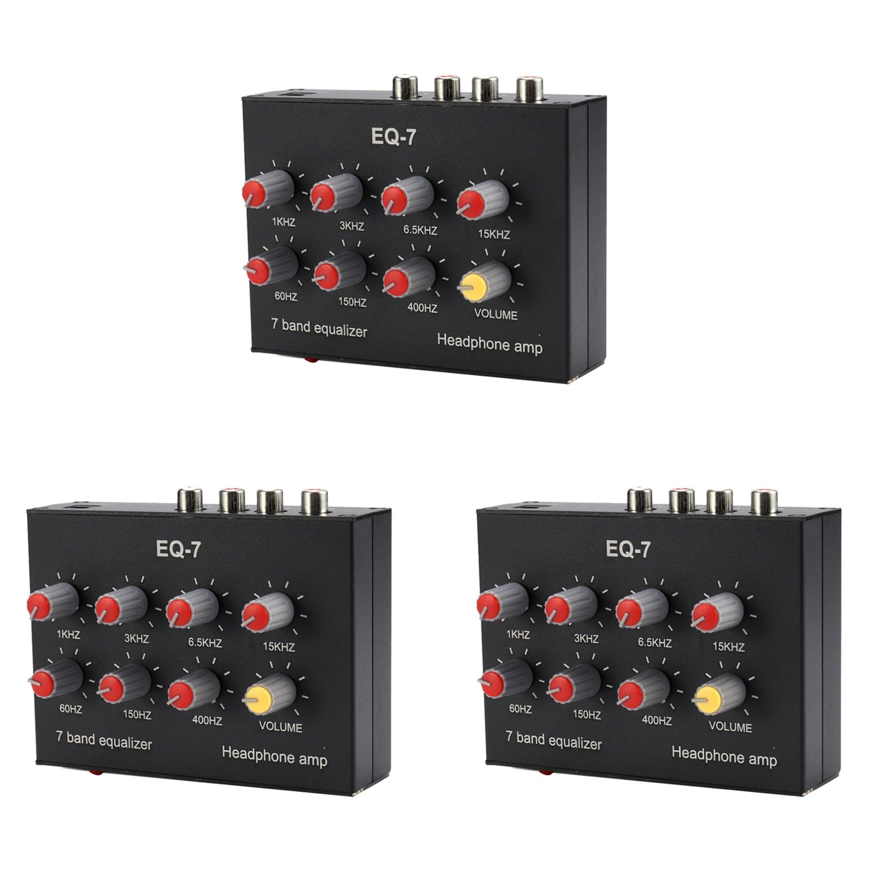 3 x EQ-7 - Amplificador de audio para coche (ecualizador de 7 bandas, ecualizador de sonido digital de 2 canales)