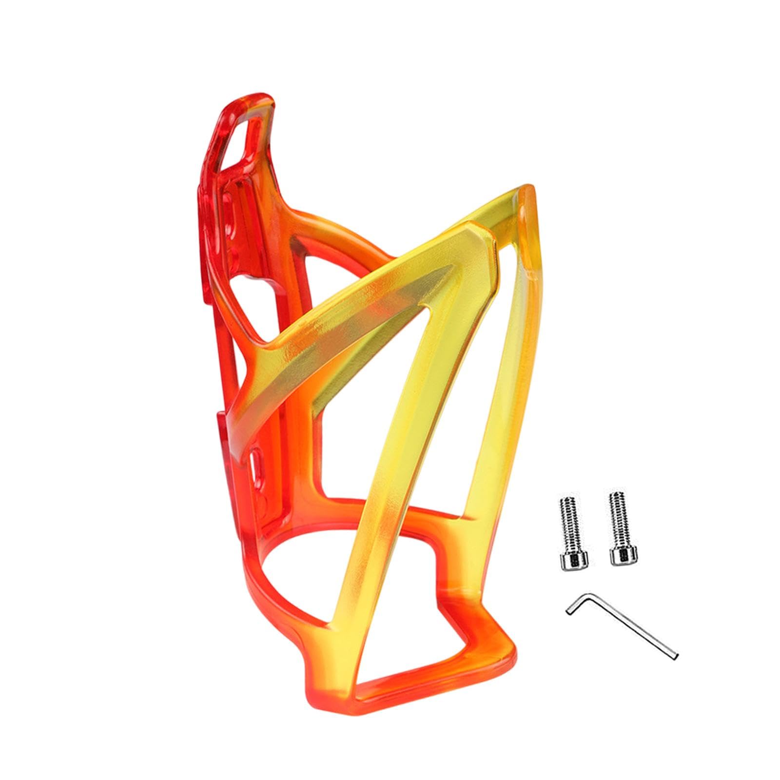 Ronyme Bike Water Bottle Holder Water Drink Holder Rack Colorful Ultralight Carrier PC Cycling Bottle Cage for Mountain Bike with Screws and Wrench, Red Yellow
