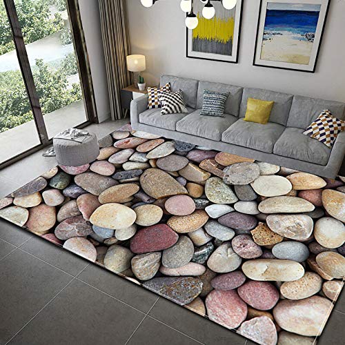 Jyacloth 3D Pebble Stone Printed Area Rug,Soft Velvet Large Carpet Non Slip Doormats Modern Decorative Rugs For Living Room Bedroom Washable Floor Mat-C 152X244Cm/60X96Inch #TOP28