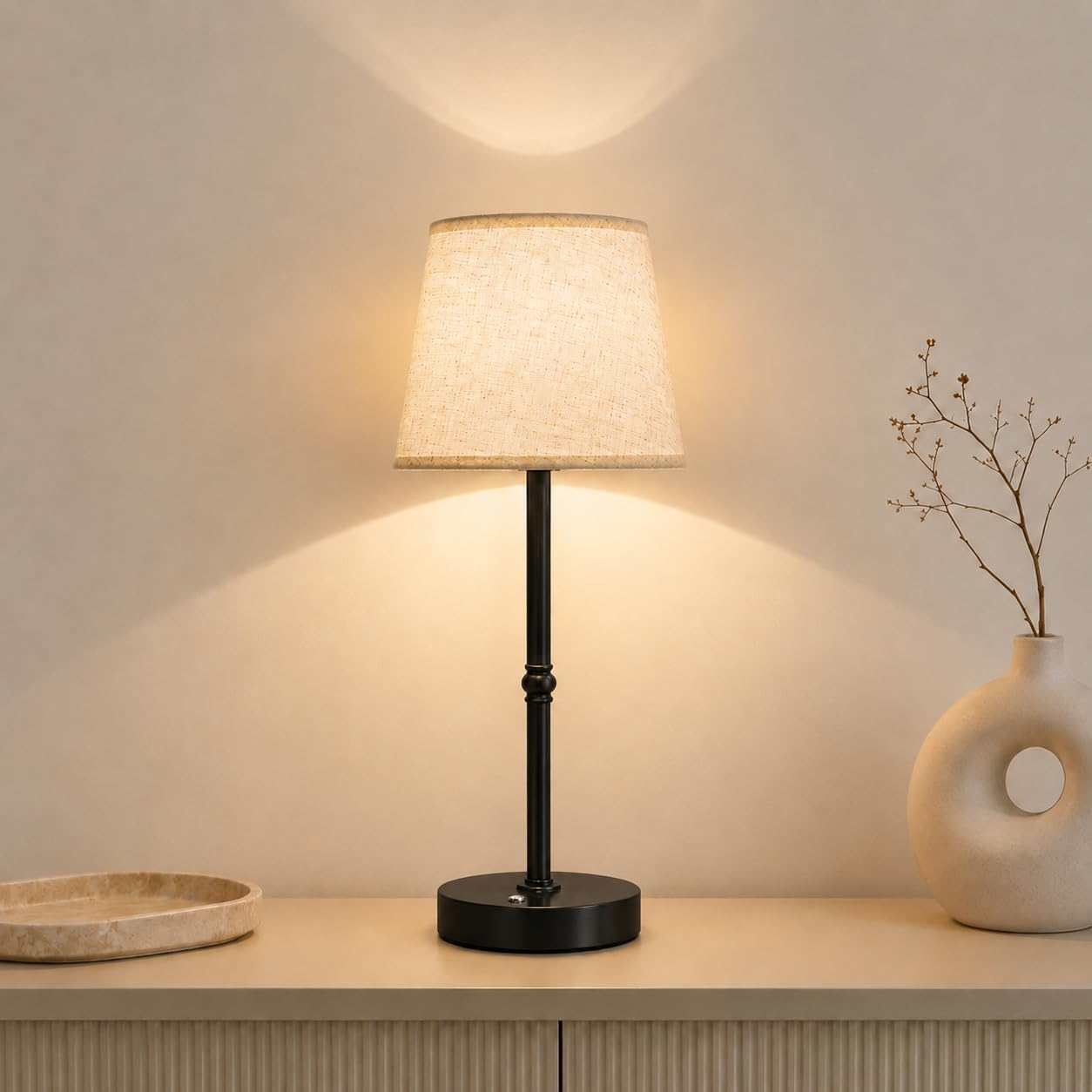 fuaoddda Cordless Rechargeable Table Lamp, 6000mAh USB-C Touch Dimming (Black, 1 Pack)