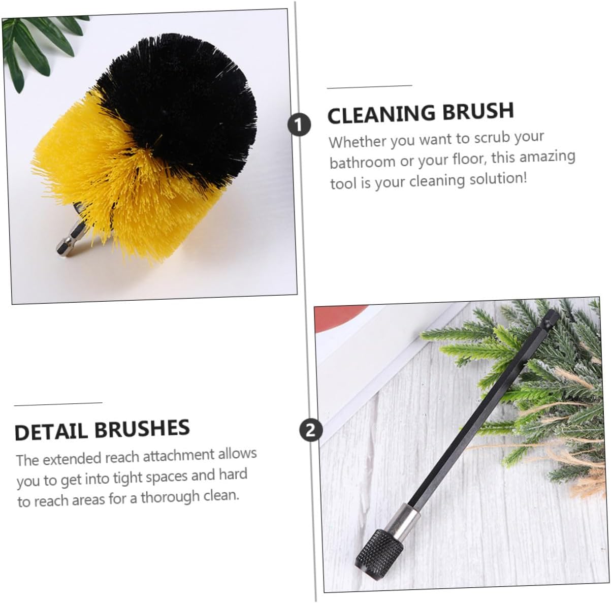 9pcs Power Drill Brush Attachment Set, Yellow Auto Detailing Scrubber Brushes for Car Wash, Floor, Wall, Window Glass Cleaning, Vehicle Surface Dirt Removal Tool