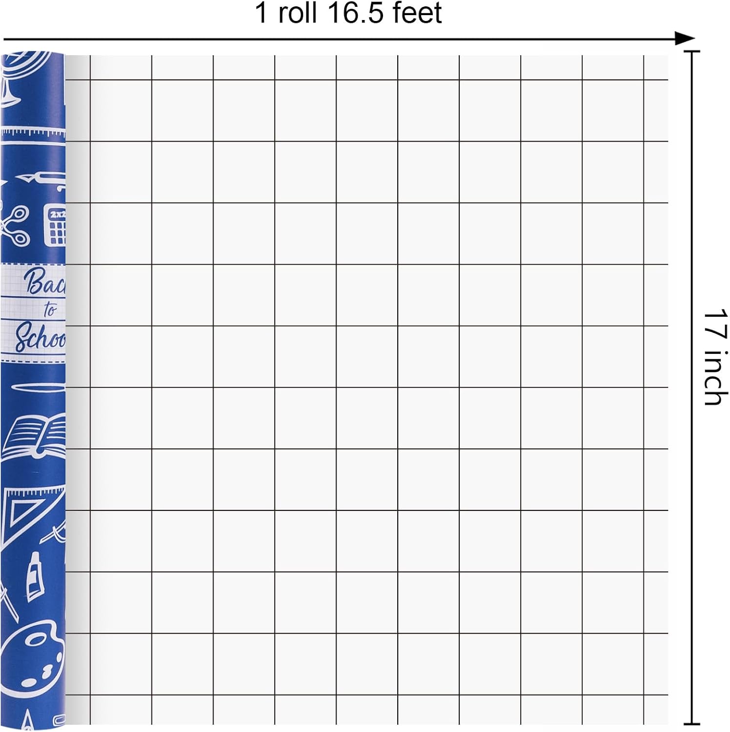 Merture Deep Blue Back-to-School Wrapping Paper - 17 In X 16.5 Ft image 3
