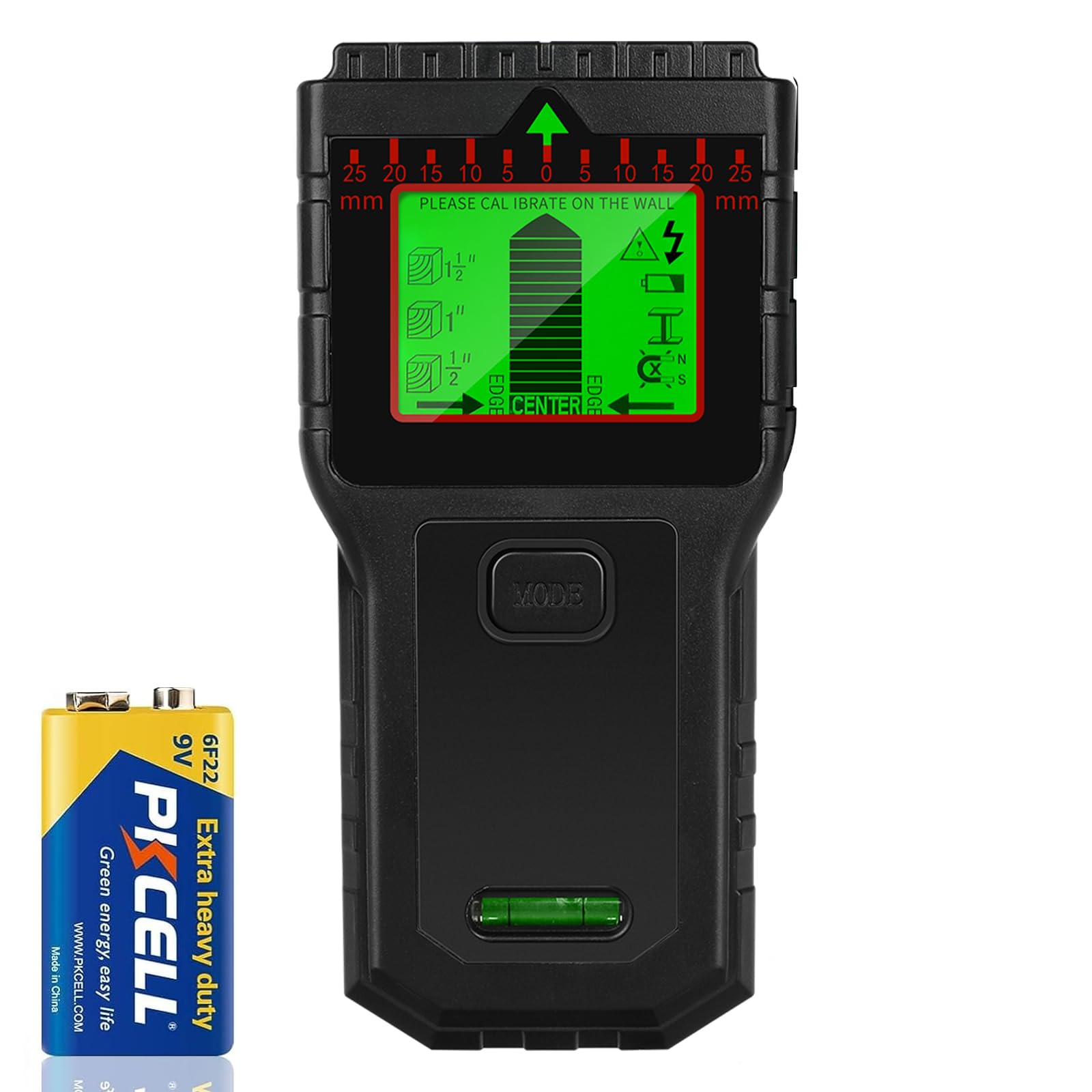 Detector Cables y Tuberias - Escáner Multifunción con Pantalla LCD y Alarma Sonora, Detector de Cables y Metales para Madera, Tuberías, Vigas y Cables de Corriente, Negro