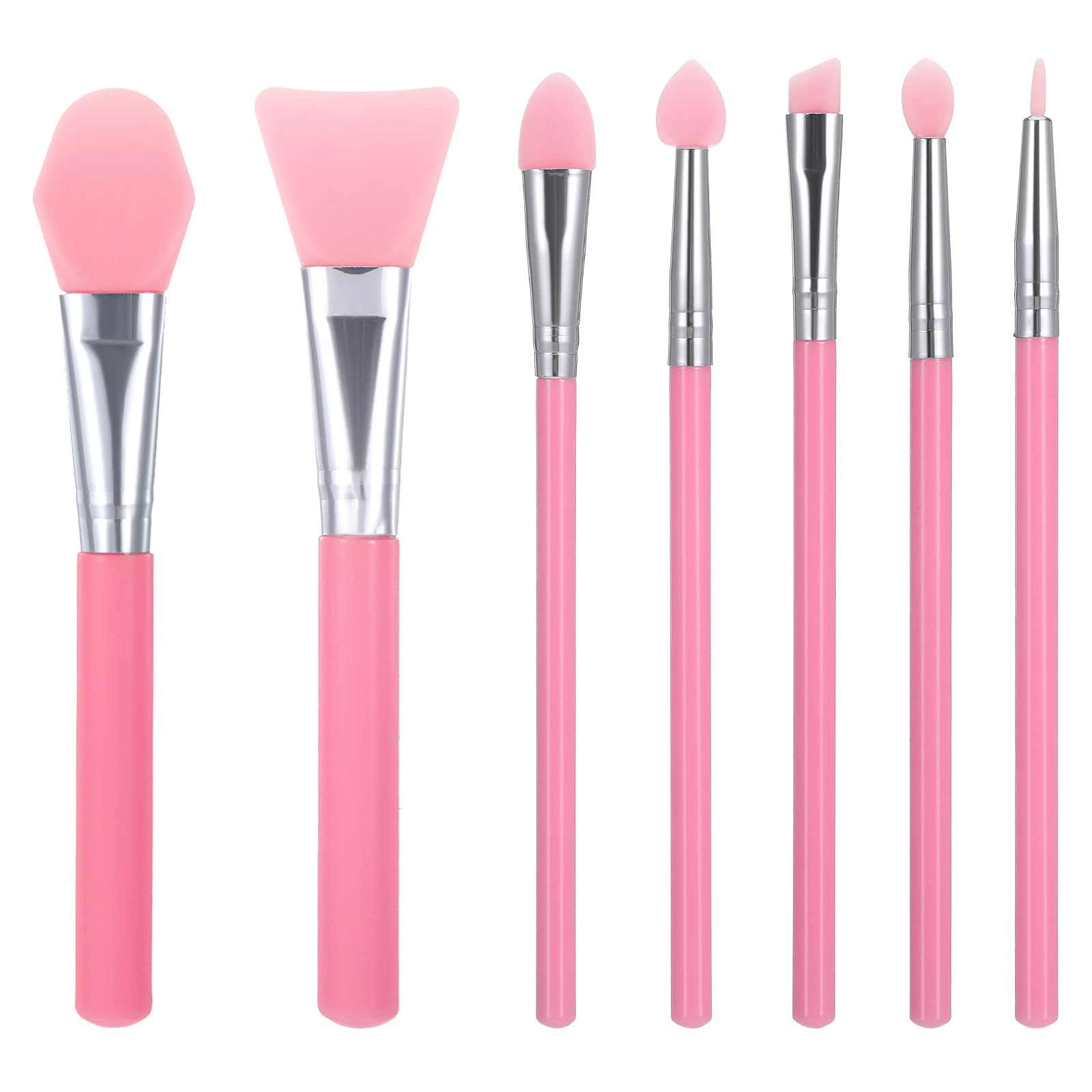 7 Pcs Silicone Applicator Brush Resin Silicone Makeup Applicator Lip Application Tool Cover Pink Epoxy Brush Lip Brushes Face Jelly Brushes Eye Cream