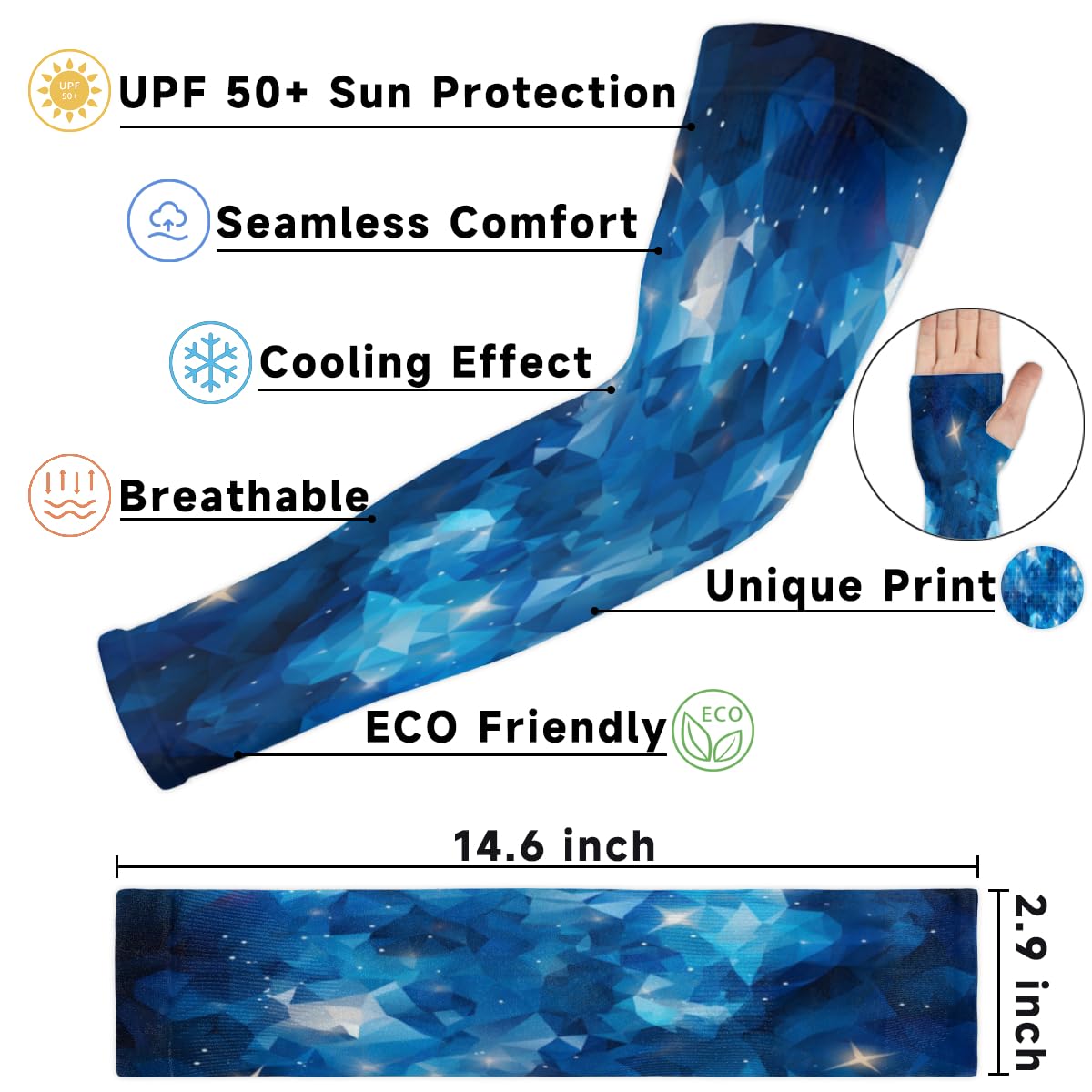 Eativisa Gardening Sleeves for Women Men Arm Sleeves Abstract Geometric Stars Anti-Slip Defense Sun Protection Sleeves Breathable UV Cooling Farmer Sleeves Cover Arms for Sport Outdoor Running