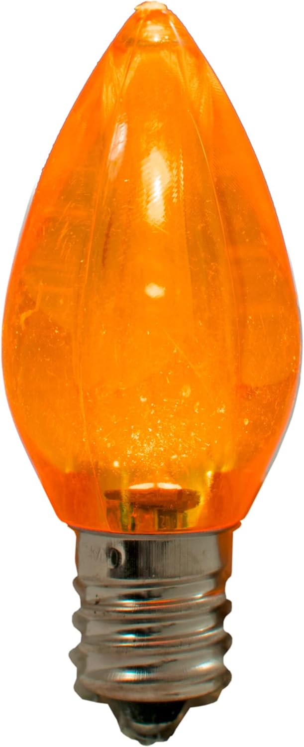 EST. LEE DISPLAY L D 1902 LED Christmas Outdoor Light Bulbs C7 C9 Twinkle Blinking Candelabra Style Replacement Box of 25 (Transparent Orange, C7)