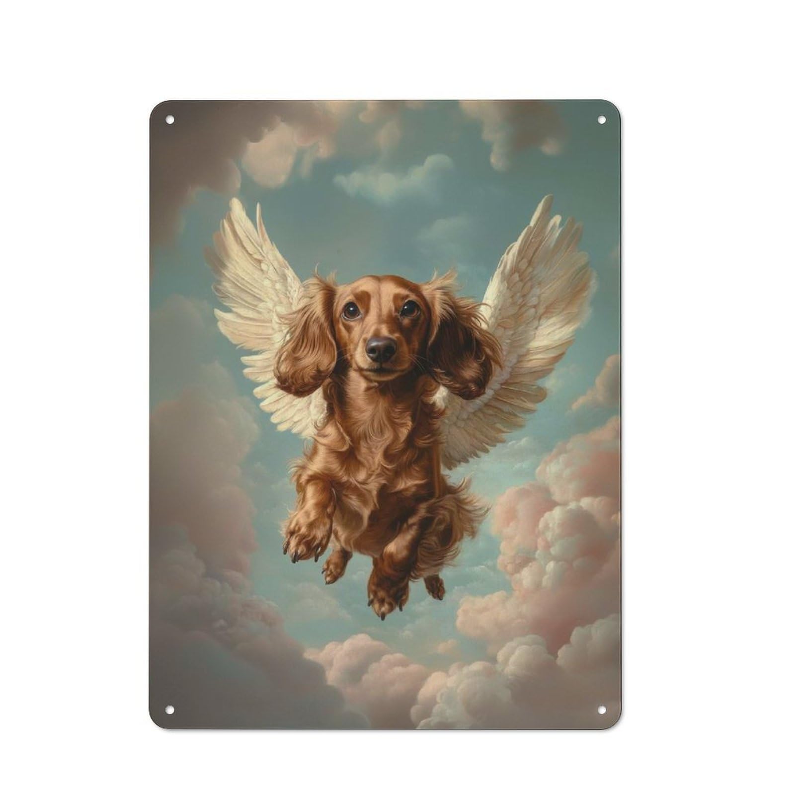 Junmoney Dachshund Angel Dog Loss Tribute Print Dach Metal Sign 40X30cm With Shund With Wings For Pub Or Café, Retro Decor, For Cooler-Month Interiors With Retro Character