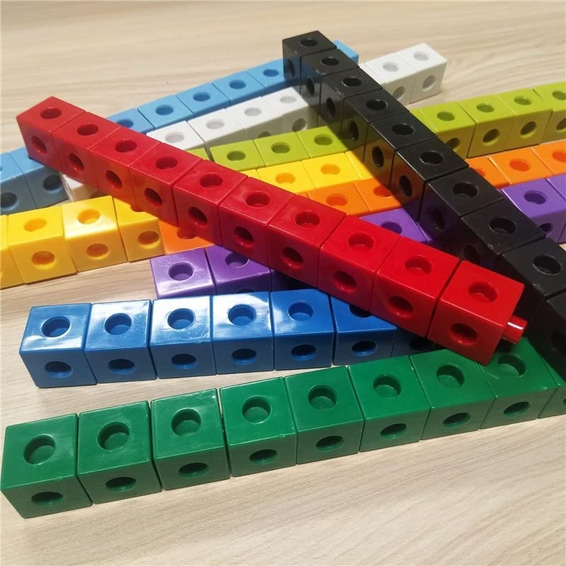 PUlSBERY Linking Cubes - Set of 100 - Math Manipulatives for Construction and Early Math - for Preschoolers 3+ and Elementary Students (Multicolor) - Image 9 thumbnail