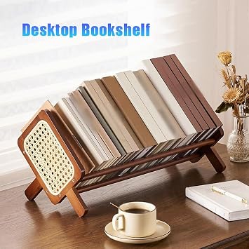Wooden Desk Orgnizer Shlef, Desktop Bookshelf Freestanding, Retro Countertop Storage Shlef For Living Room, Home, Office(Brown)