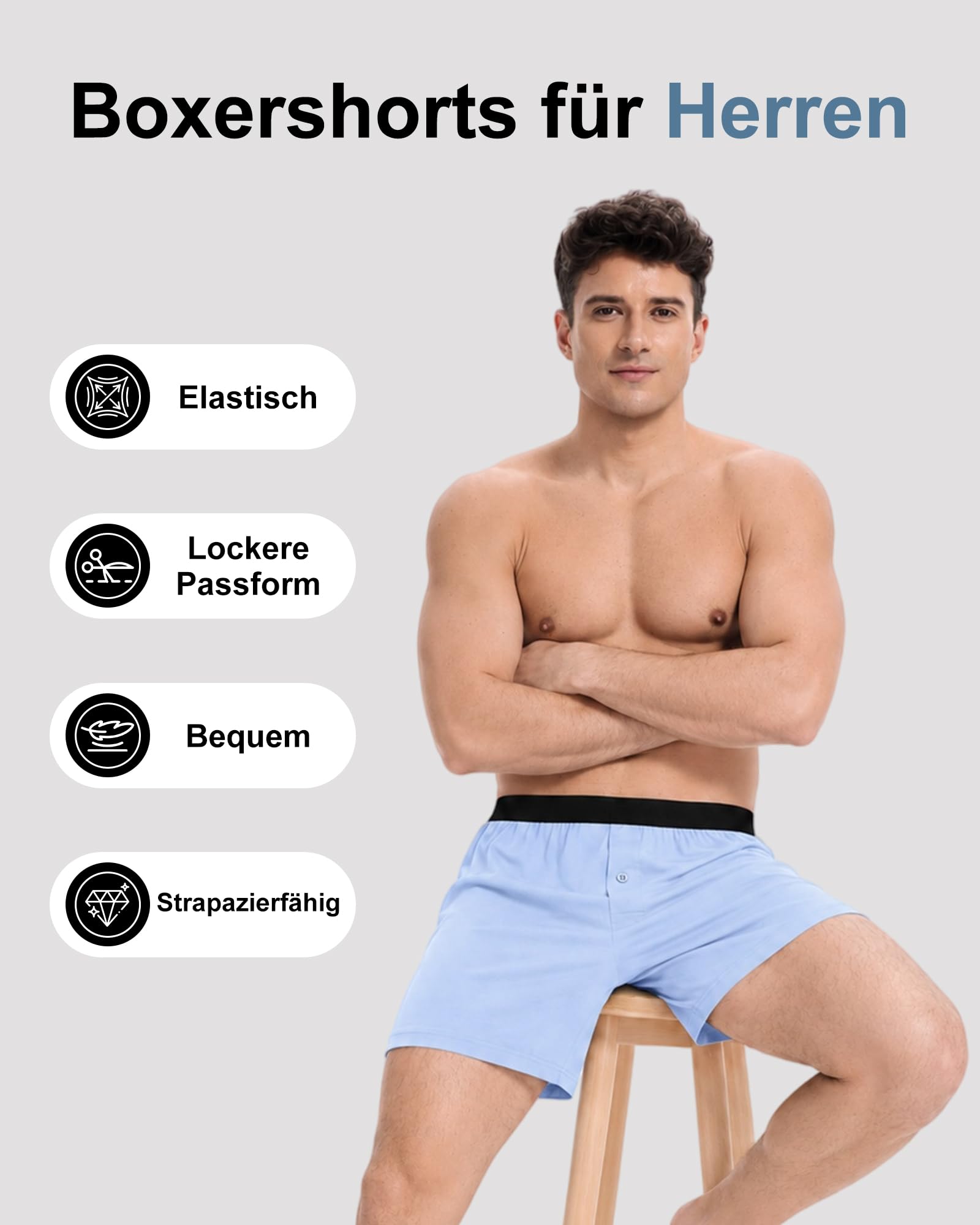 Bóxers de Bambú para Hombre con Abertura de Botones, Paquete de 3 o 5