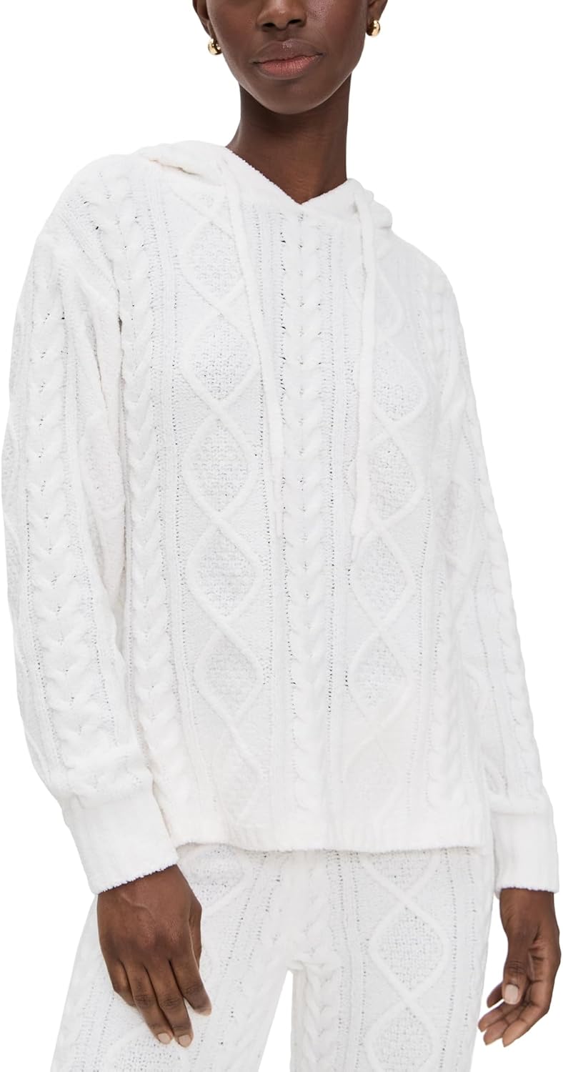 PJ Salvage Women's Cozy Chenille Cable Knit Hoodie