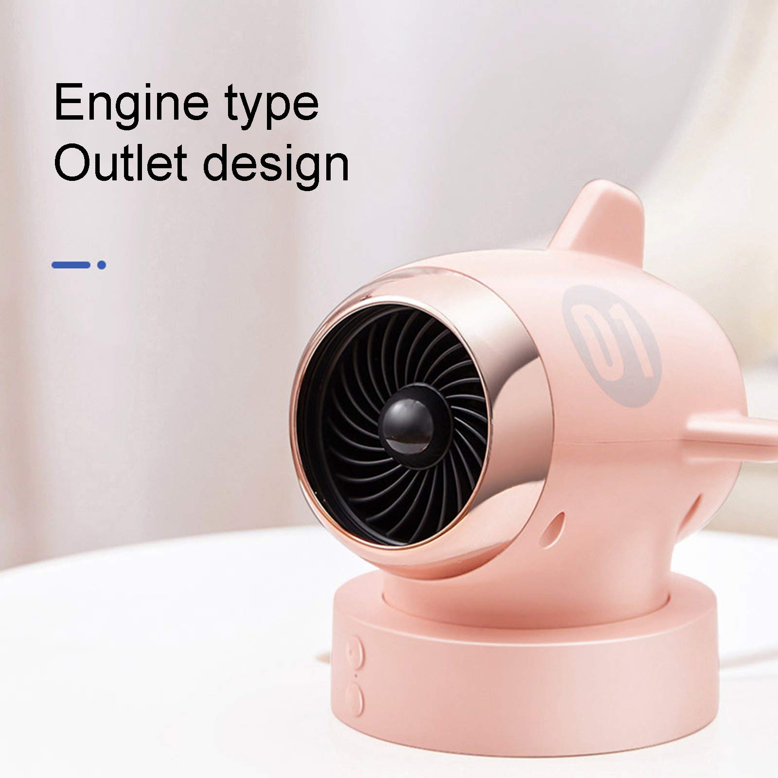 Piccolo Aeroplano Portatile Stufetta, Risparmio energetico Warmer, Mini Ventilatore dello scrittorio Elettrico Alimentato 650W Rapida Riscaldare Elettrico Stufetta per la casa,Rosa