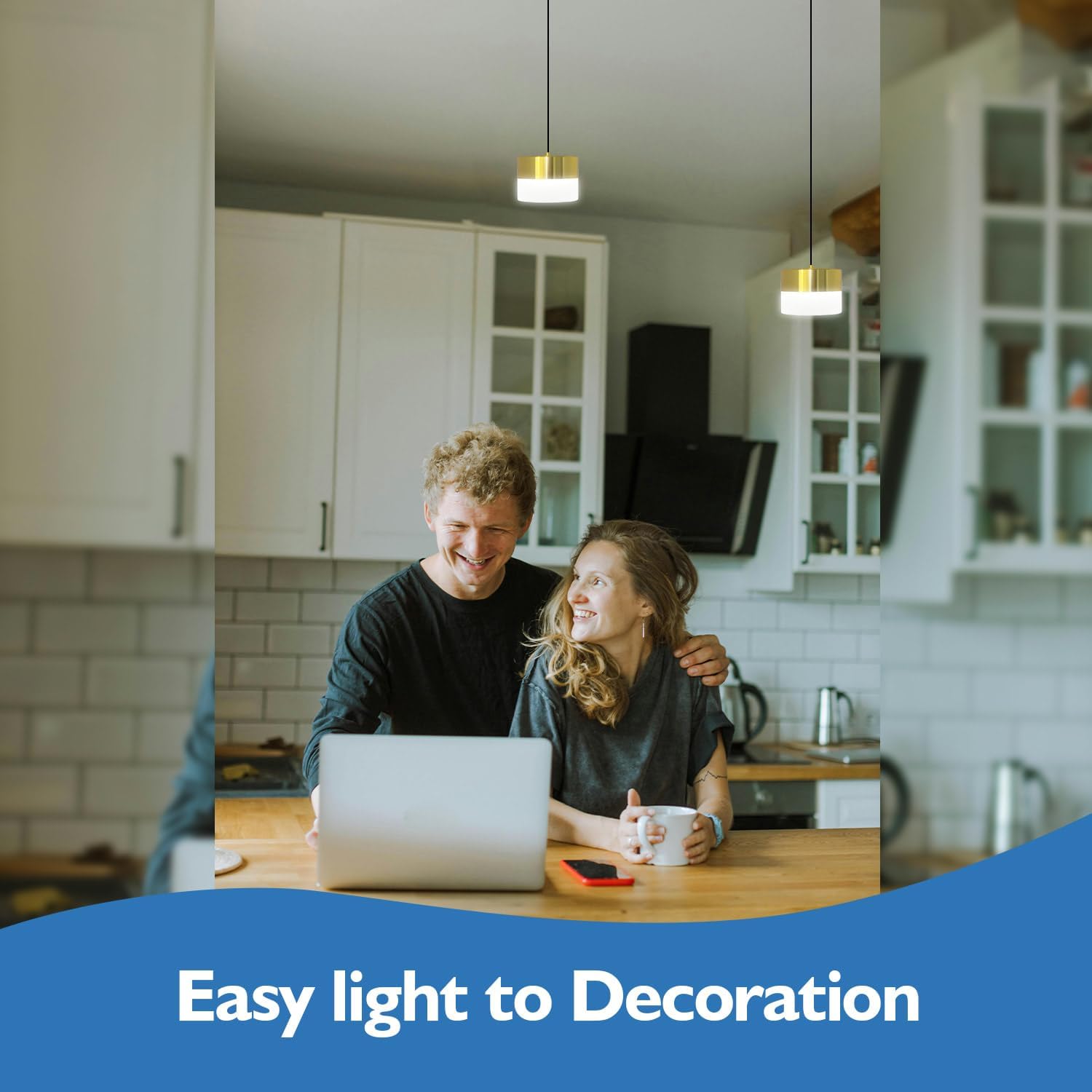 Jolux Lumidrum Mini Pendant Light for Kitchen Island & Dining Room - 5CCT Adjustable with Wall Switch, Gold Finish, Dimmable Hanging Light Fixture, Modern Ceiling Chandelier for Home Decor.