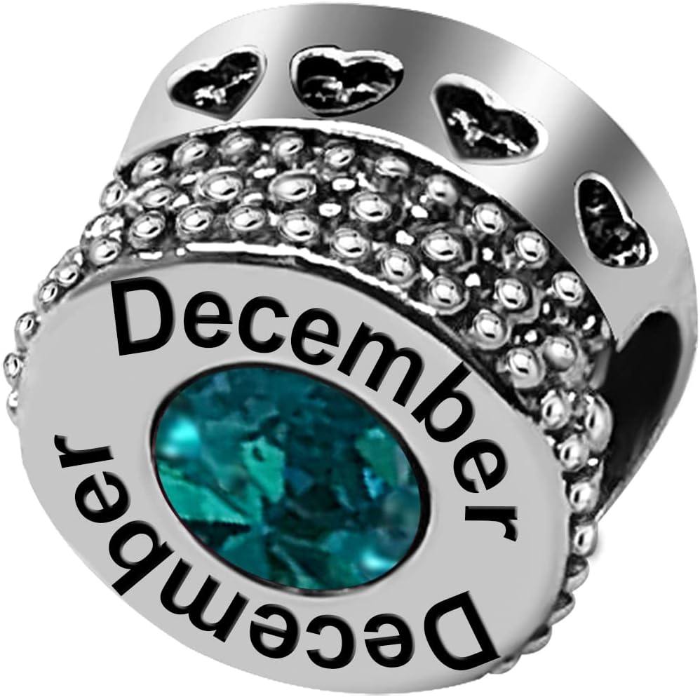 JMQJewelry Valentine’s Day 2023 Heart Dangle Birthday Birthstone Jan-Dec Month Womens Bead Charms for Bracelets Christmas