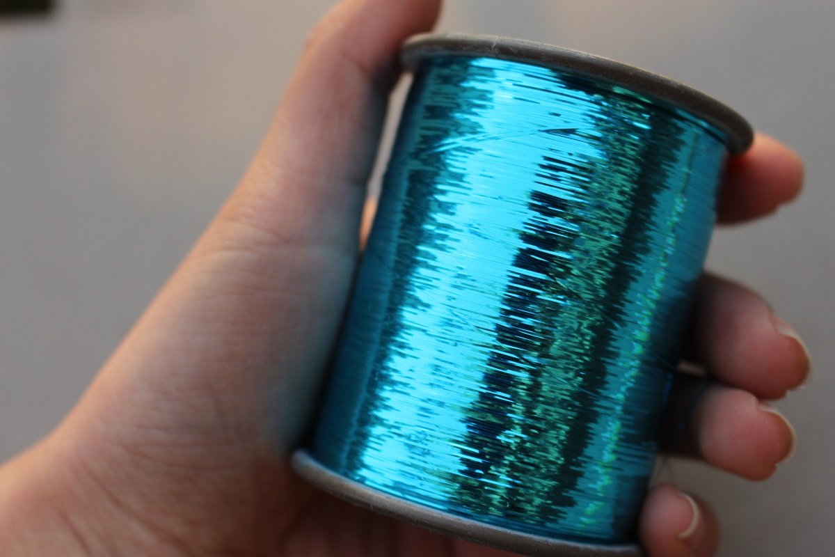 1 Spool 8000m 12 Colors Holographic Tinsel Flashabou Flat Mylar Tinsel Sparkle Flash Fly Tying Materials Width 1/92" (light blue)