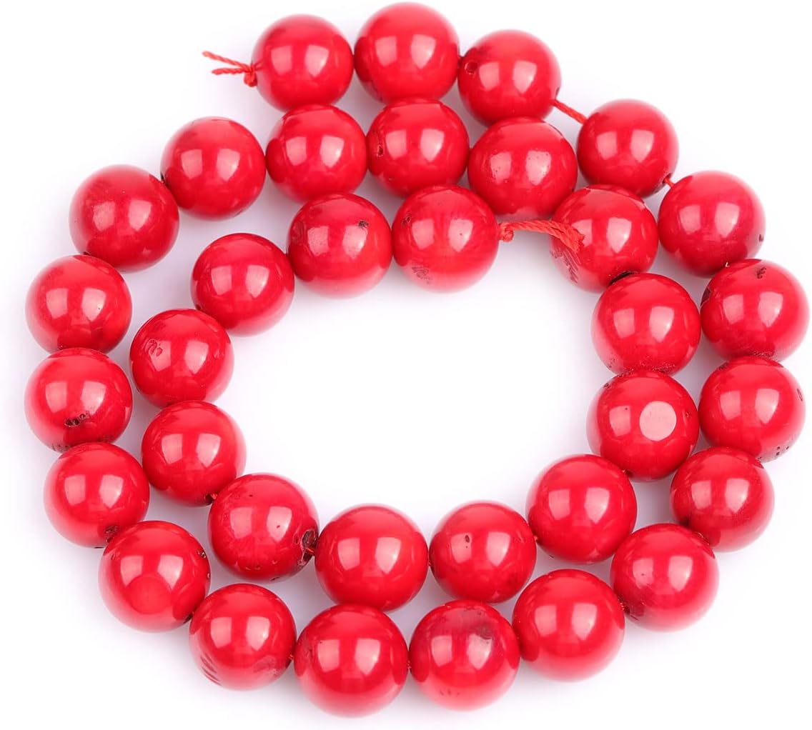 JOE FOREMAN 12mm Red Coral Round Beads for Jewelry Making Strand 15" Natural Stone Semi Precious Gemstone DIY Handmade Craft Supplies