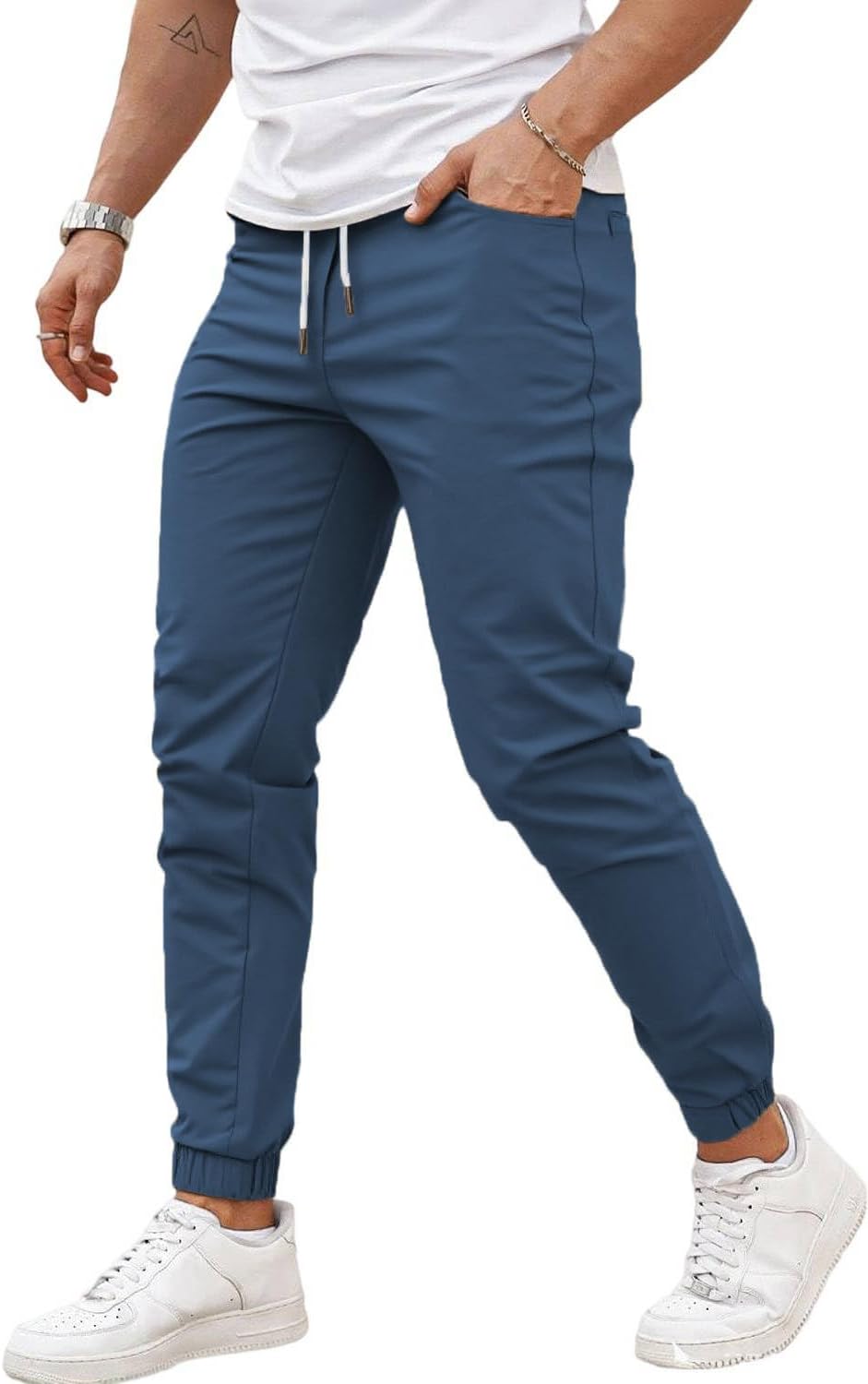 GINGTTO Mens Slim Fit Joggers Pants Elastic Waist Stretch Drawstring Tapered Leg