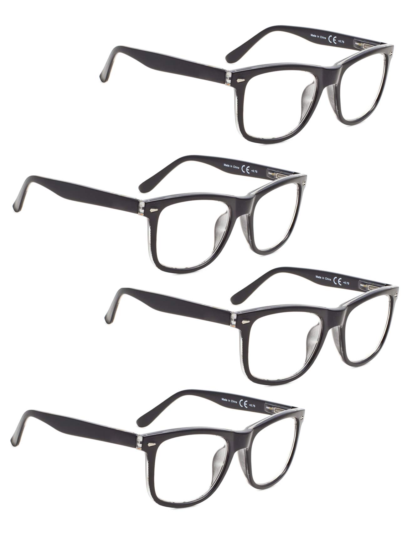LUR READING GLASSES 4 pack Large Lenses Include Sun Readers