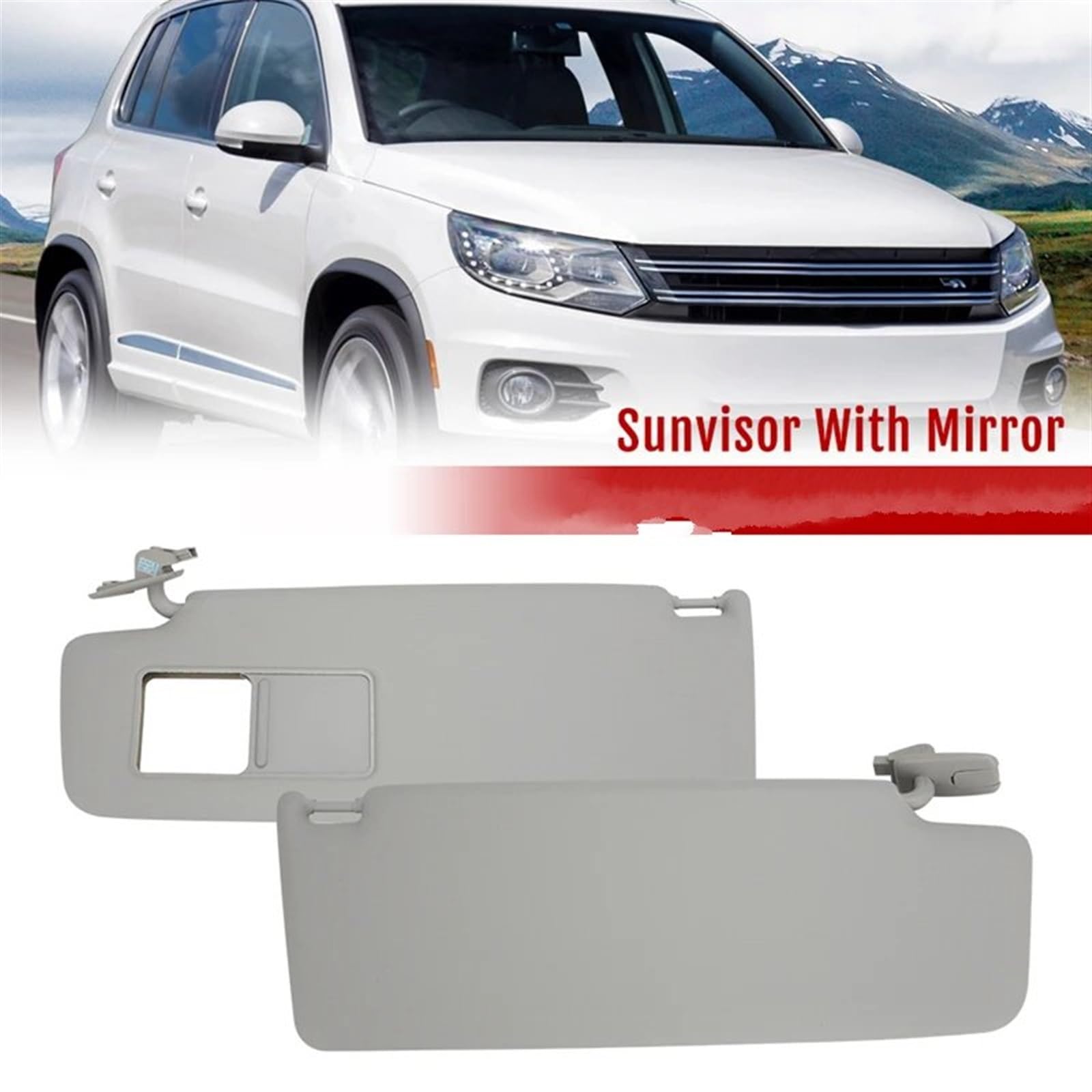 Für VW Tiguan 2009-2016 Sonnenblende Links Rechts Beifahrer Fahrerseite Polarisiert Mit Spiegel Licht Sonnenschirm Montage Auto Sonnenblende