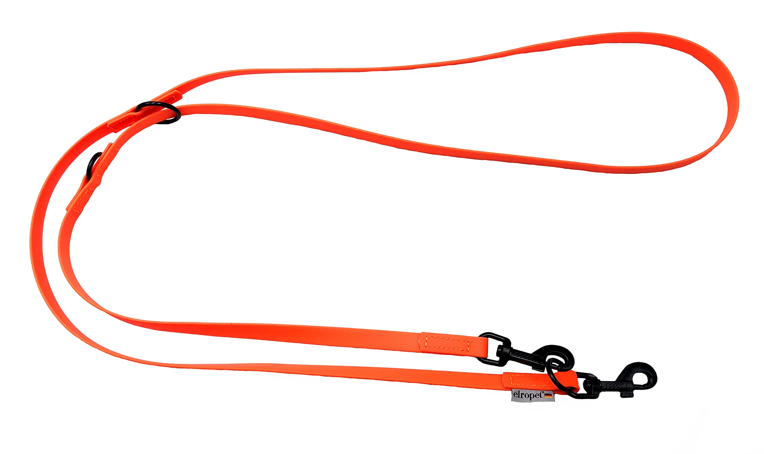 Biothane Hundeleine schwarzer Haken verstellbar für kleine Hunde/große Hunde 2m / 2,40m / 2,80m / 3,50m / 5m (Neonorange, 5m X 9mm)