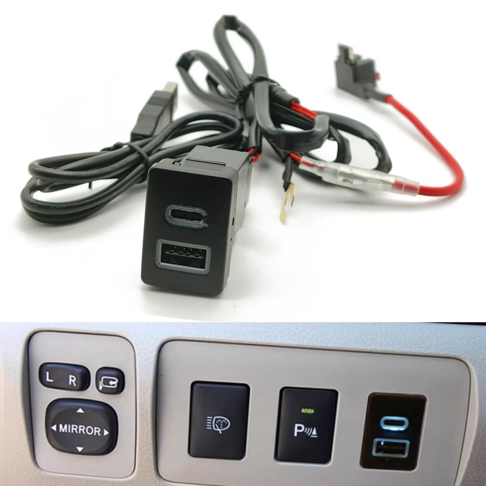 Enchufe módulo USB AUX Enchufe USB De Consola Compatible Con Toyota Para Prius Coche Para Cargador PD Carga Rápida QC3.0 Carga Teléfono Audio U-disk Flash Socket