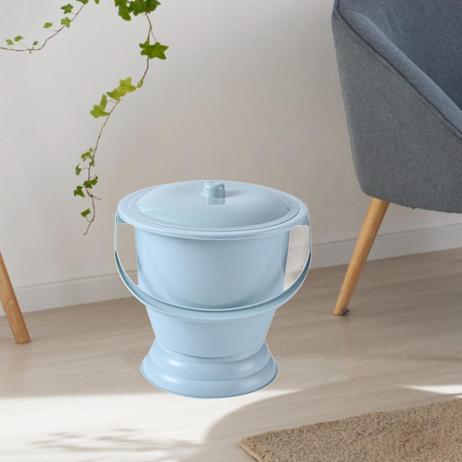 Orinal Portátil para Dormitorio, Contenedor, Tapa Antiderrame, Estructura Estable, Base Antideslizante, Material PP, Adecuado para, Azul