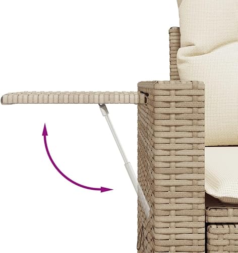 Miniatura 4 de Large Garden Sofa Set with Beige PE Rattan and Powder-Coated Steel Frame, Modular Outdoor Seating with Weather-Resistant Fabric and Removable