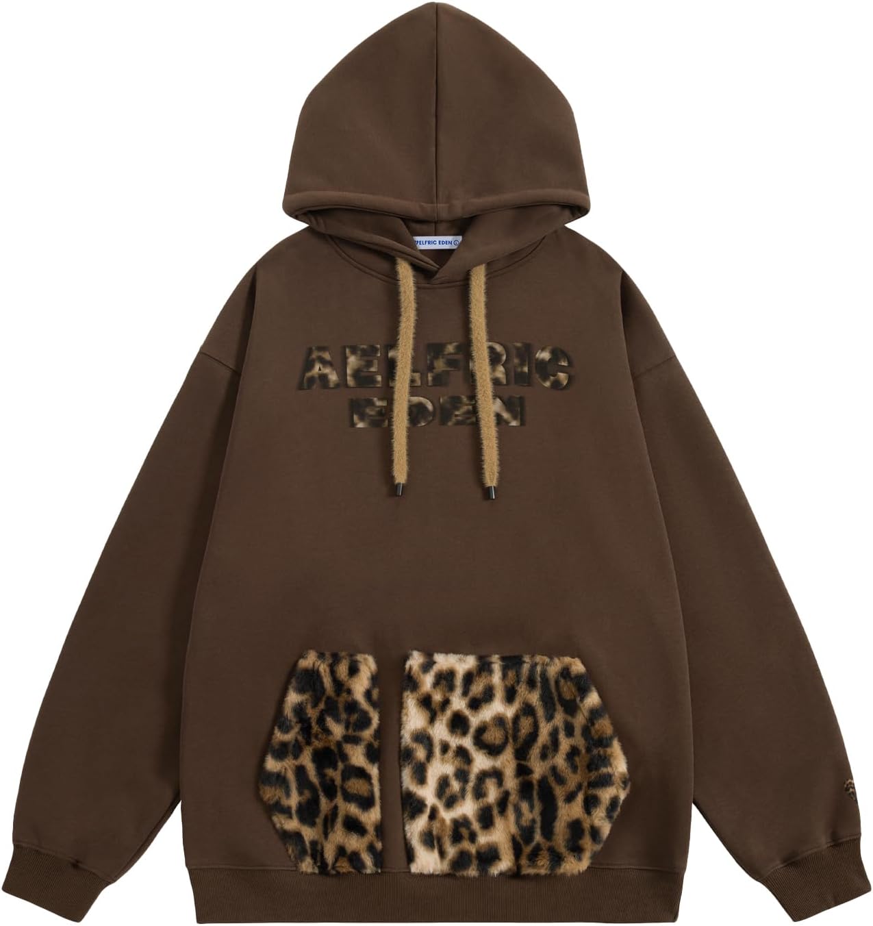 Aelfric Eden Oversized Hoodies Womens Leopard Letter Print Hoodie Fall Y2k Hooded Sweatshirts With Pocket