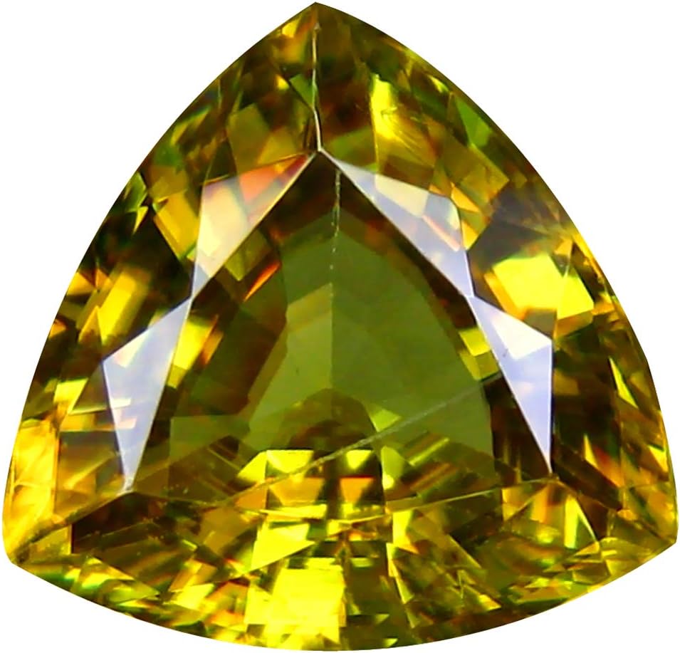 Deluxe Gems 5.41 ct PGTL Certified AAA+ Grade Trillion Cut (11 x 11 mm) Un-Heated Greenish Yellow Sphene Loose Gemstone