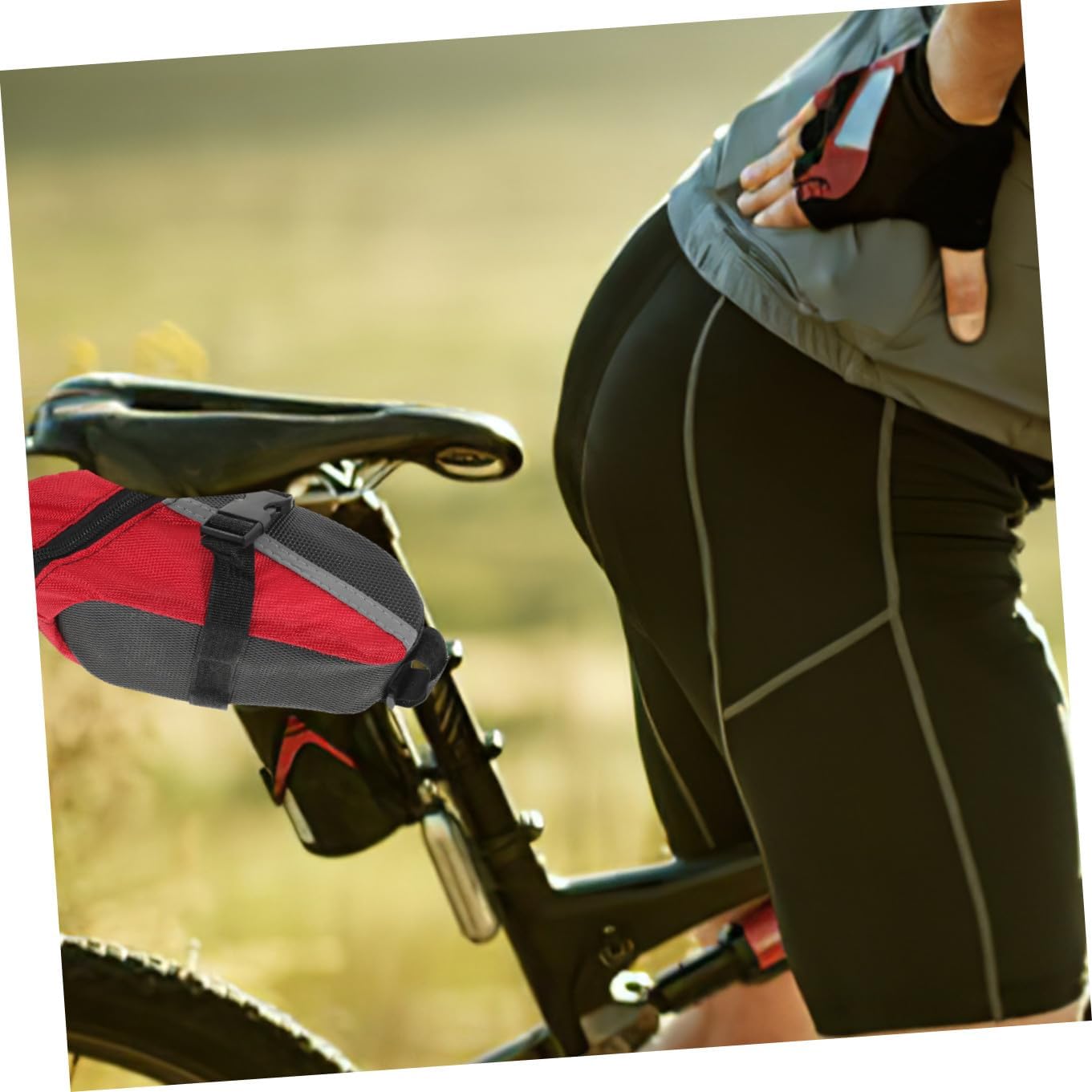 Cycling Seat Pack Bike Rear Pouch under Seat Storage Pouch Mountain Bike Bag with Waterproof Fabric and Multi-compartment Design for Road and Trail Riding