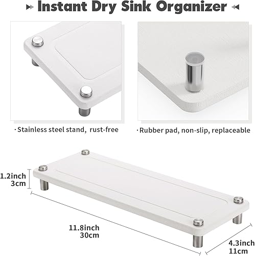 Miniatura 4 de Johamoo Organizador de fregadero de secado instantáneo y barra de almacenamiento de esquina de ducha de RV
