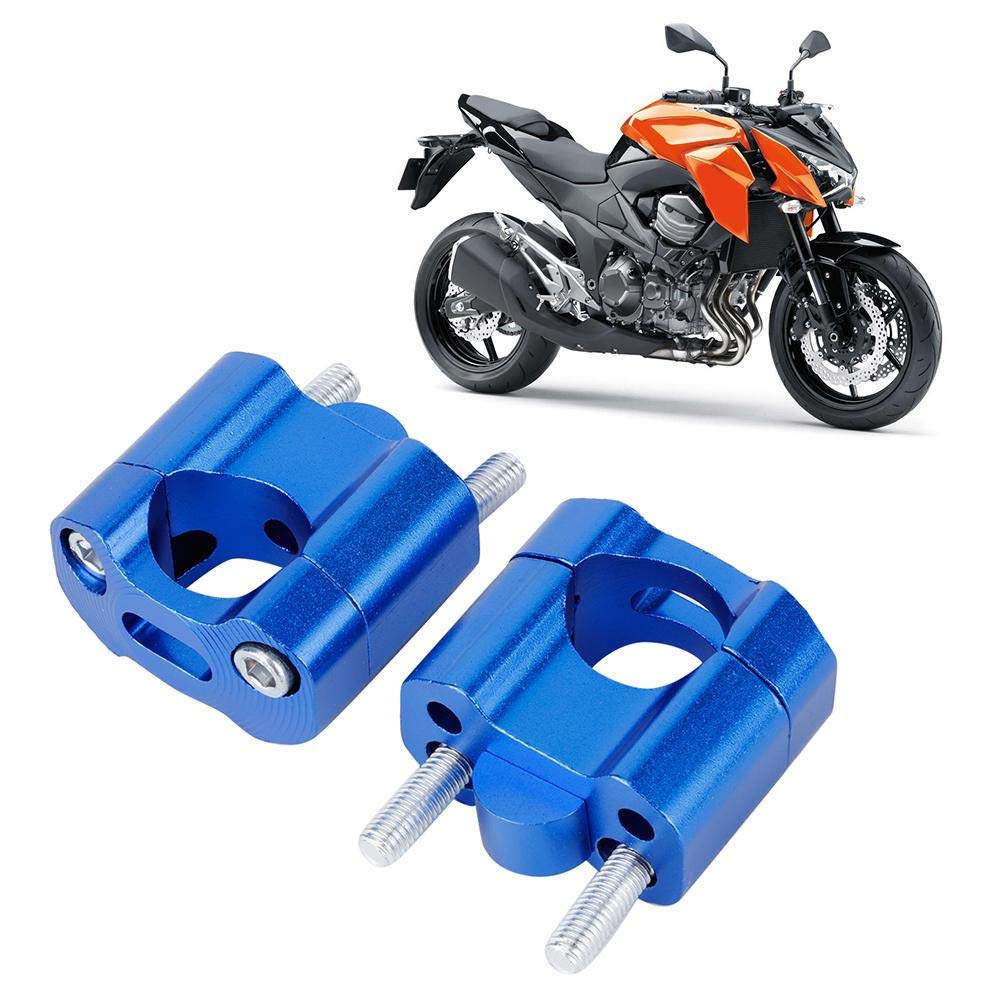 Riser per manubrio, coppia di manubri per mm / 28 mm Adattatore per morsetti di montaggio per montanti per barra grassa CNC Lega di alluminio(Blu)